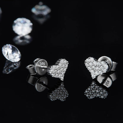 Fashion Heart Shape Tiny Moissanite Stud Earring