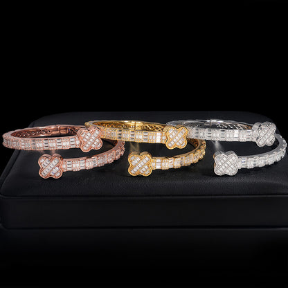 Four Leaf Clover moissanite bangles