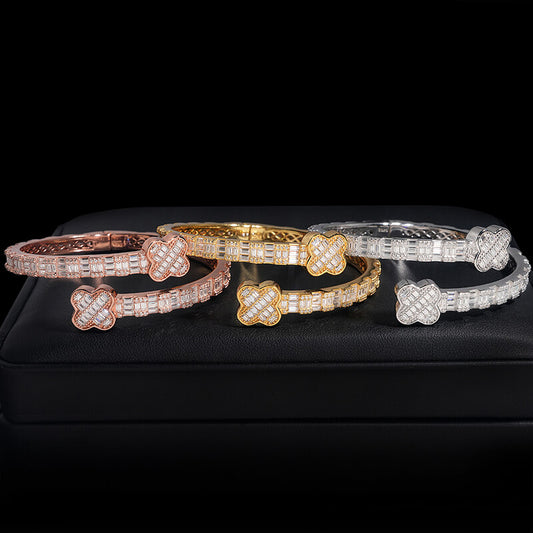 Four Leaf Clover moissanite bangles
