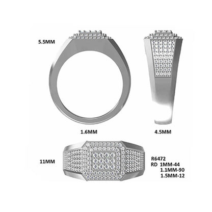 Luxury 925 Silver Moissanite Men Ring Stage Design 0.84ct -JM0007