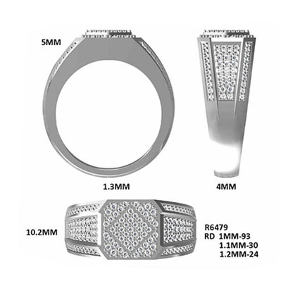 Luxury 925 Silver Moissanite Men Ring Square Stage Design 0.94ct -JM0008