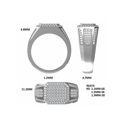 Luxury 925 silver Moissanite Men Ring 1.2ct -JW0001