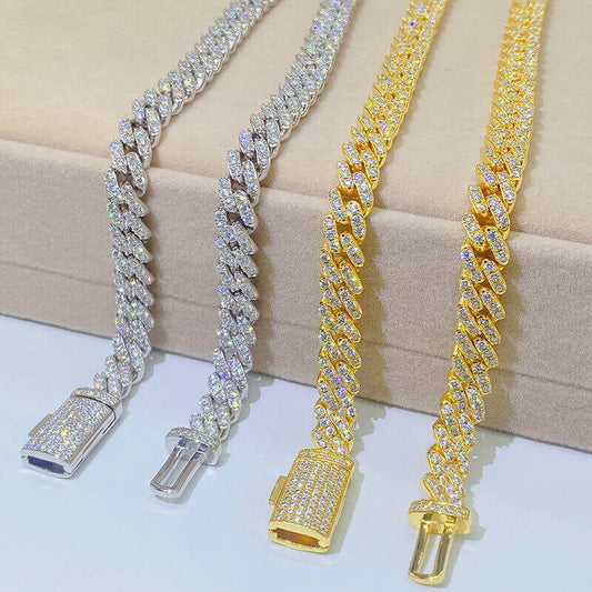 8mm Moissanite Diamond Chain Silver Bracelet
