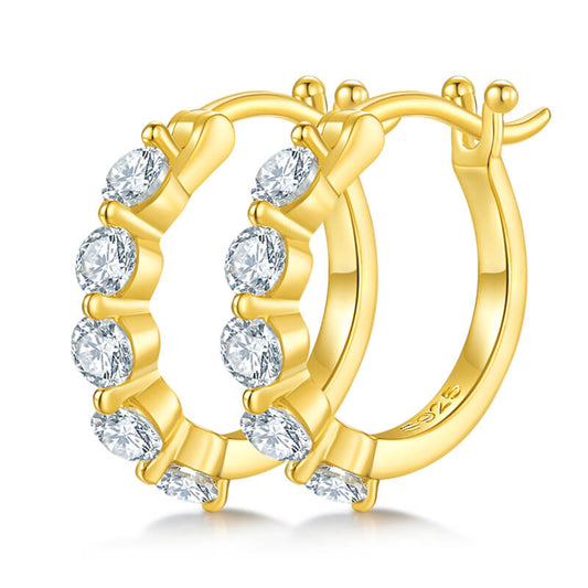 Moissanite diamond huggie earrings