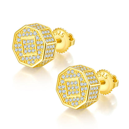 Octagonal Prism Shape Moissanite Stud Earring