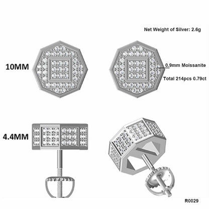 Octagonal Prism Shape Moissanite Stud Earring