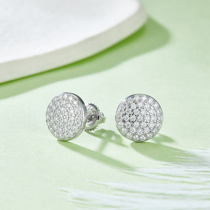 Round Shape Flat Moissanite Stud Earring