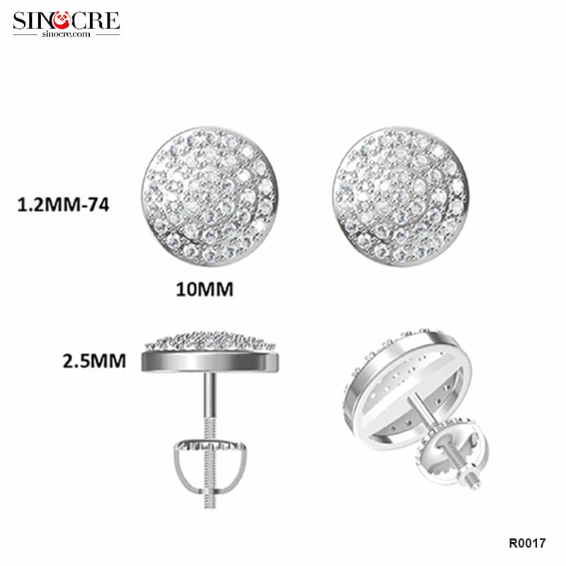 Round Shape Flat Moissanite Stud Earring