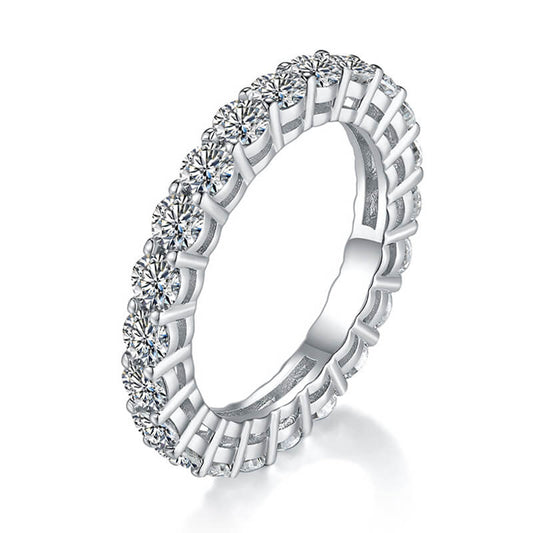 2.4ct 925 silver Round moissanite eternity ring band