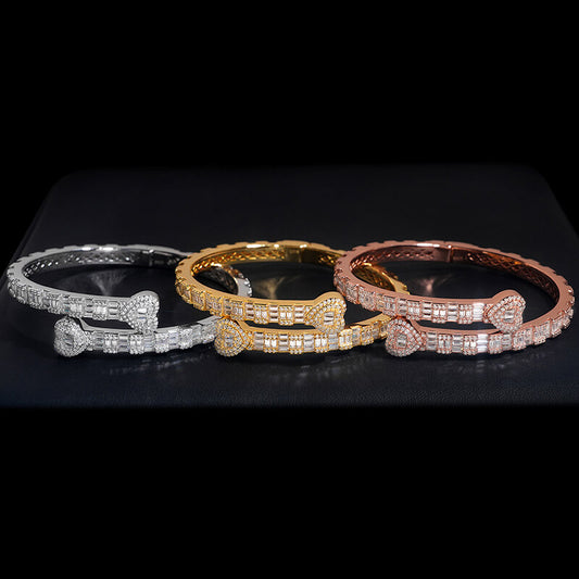 Heart design moissanite Love Bangle Bracelet