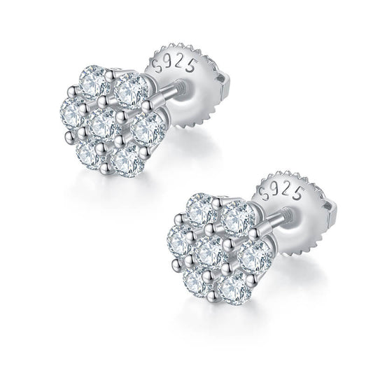 Round Shape Wintersweet Design Moissanite Stud Earring