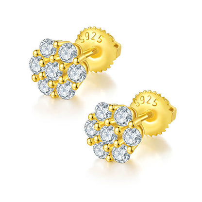 Round Shape Wintersweet Design Moissanite Stud Earring