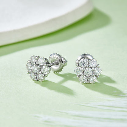 Round Shape Wintersweet Design Moissanite Stud Earring