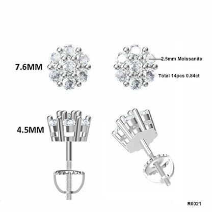 Round Shape Wintersweet Design Moissanite Stud Earring