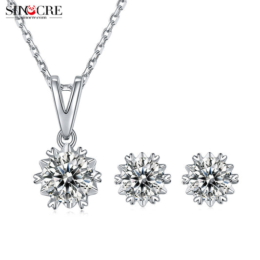 Snowflake Design Necklace and Earring Set