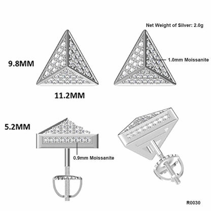 Triangular Pyramid Design Moissanite Stud Earring