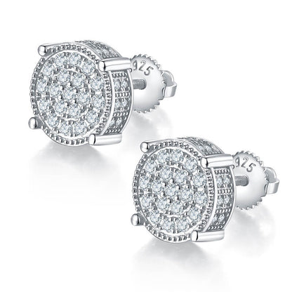 Tridimensional Round Shape 4 Claws Moissanite Stud Earring