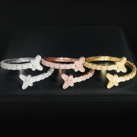 butterfly design moissanite bangles jewelry women