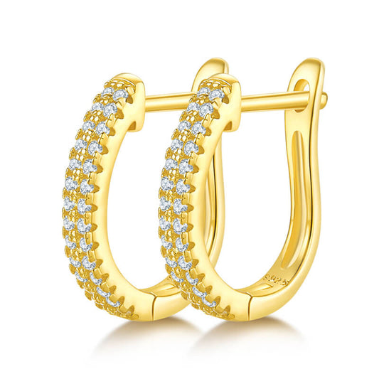 2-rows moissanite hoop earrings huggies