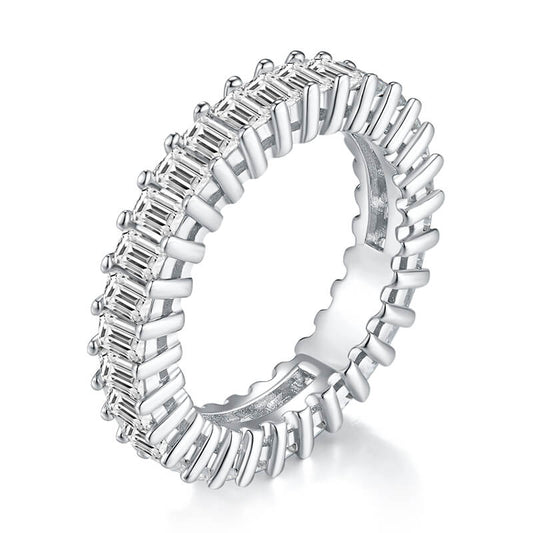 4.6ct 925 silver moissanite emarald cut eternity ring band