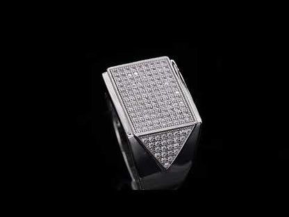 Luxury 925 Silver Moissanite Men Ring Flat Rectangle Design 0.95ct -JM0009