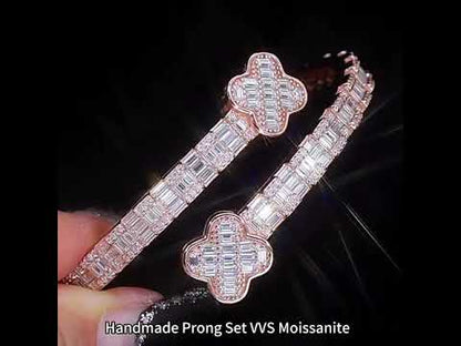 Four Leaf Clover moissanite bangles