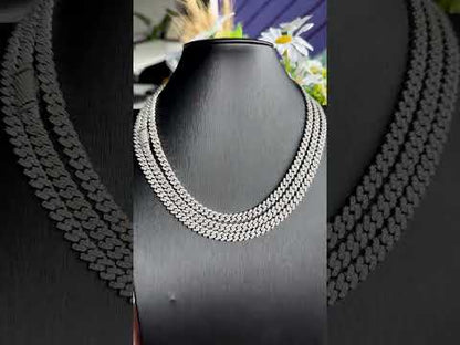 6mm moissanite cuban bracelet 1row 3 stones
