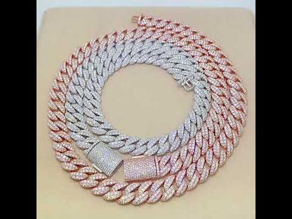 12mm Moissanite Cuban Link Necklace with  full diamonds