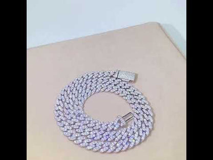 Men's 8mm Moissanite Diamond Chain Silver Necklace