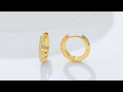 two row moissanite hoop earrings huggies