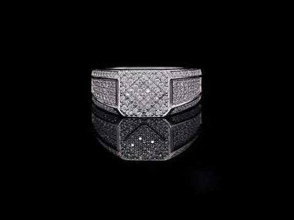 Luxury 925 Silver Moissanite Men Ring Square Stage Design 0.94ct -JM0008
