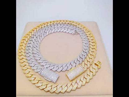 15mm 4rows trapezoid-shaped full moissanite diamond cuban necklace