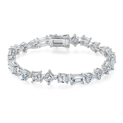 5mm oval heart pear square cut tennis chain bracelet