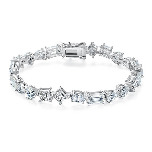 5mm oval heart pear square cut tennis chain bracelet