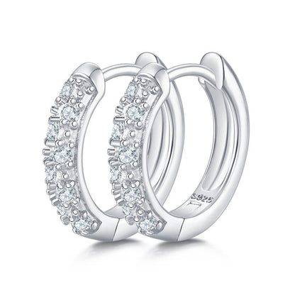 two row moissanite hoop earrings huggies