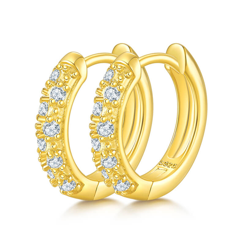 two row moissanite hoop earrings huggies