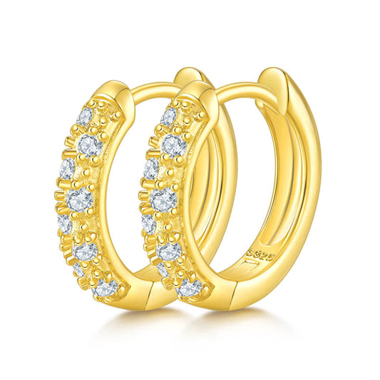 two row moissanite hoop earrings huggies