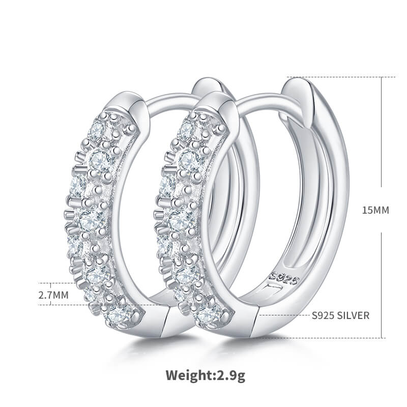two row moissanite hoop earrings huggies