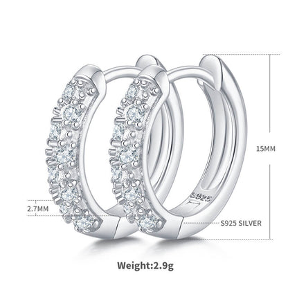 two row moissanite hoop earrings huggies